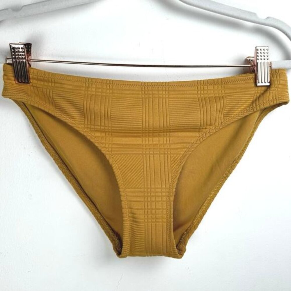 NWT Aerie Tan Boho Basket Weave Patterned Full Coverage Bikini Bottoms Small